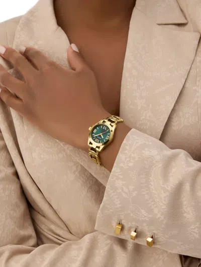 Guess Usa Recycled Steel Quartz 38mm In Gold