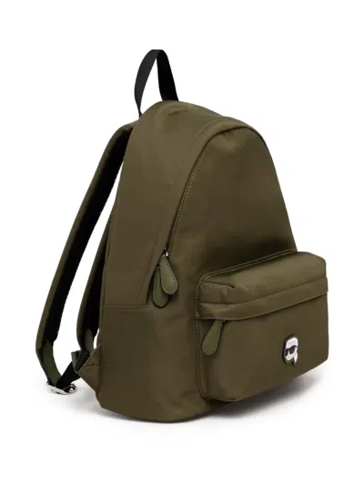 Karl Lagerfeld Logo Patch Backpack In Brown