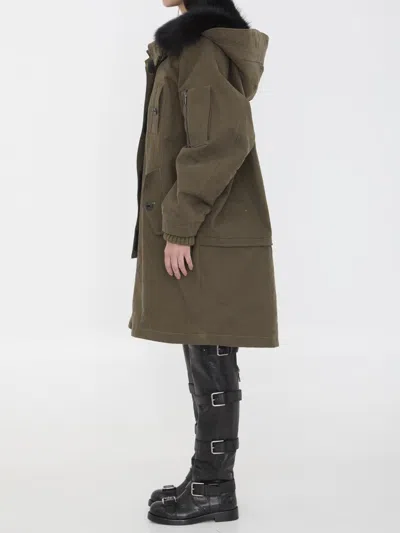 Dolce & Gabbana Hooded Jacket With Button Accents And Pockets In Green