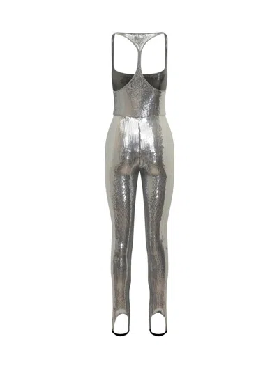 Dsquared2 Stirrup-detail Full-sequin Jumpsuit In Silver