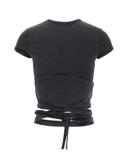 Diesel T-bunny Tail-r1 Wraparound Cropped T-shirt In Gray