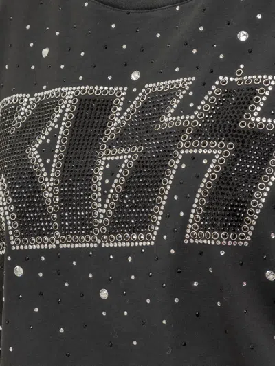 Dsquared2 Cropped Short Sleeve Graphic Top Rhinestones In Gray