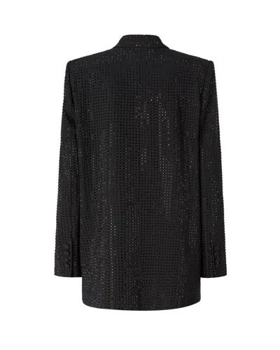 Pinko Oversized Double-breasted Blazer With Rhinestones In Multi