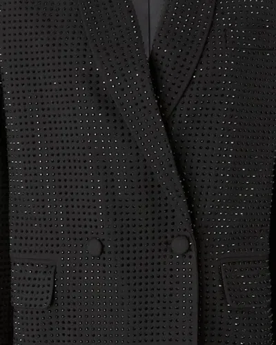 Pinko Oversized Double-breasted Blazer With Rhinestones In Multi