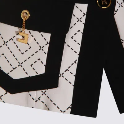 Elisabetta Franchi Geometric-pattern Button Double-crepe Jacket In Black