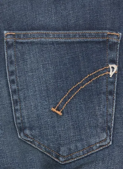 Dondup Medium Blue Straight-leg Jeans With Button Closure In Blue
