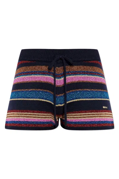 Dsquared2 Stripe-pattern Glitter-embellishment Shorts In Multi