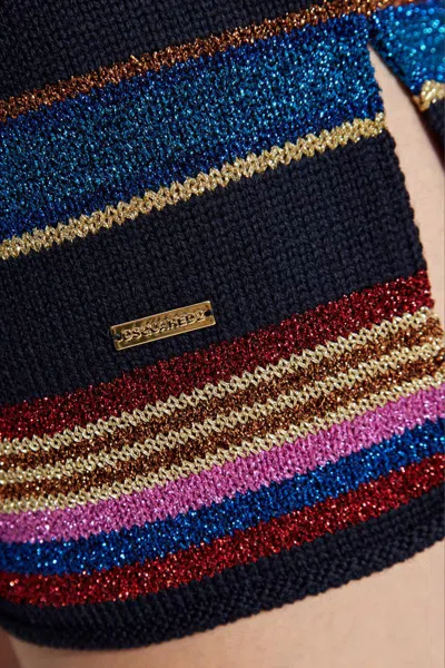 Dsquared2 Stripe-pattern Glitter-embellishment Shorts In Multi