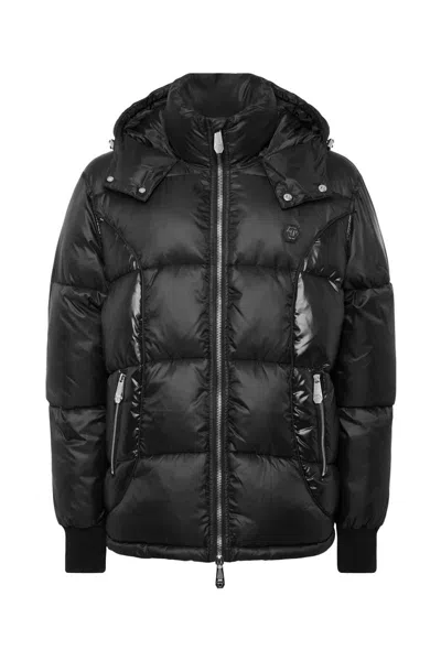Philipp Plein Logo Patch Down Jacket In Black