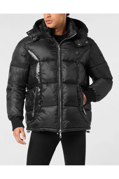 Philipp Plein Logo Patch Down Jacket In Black