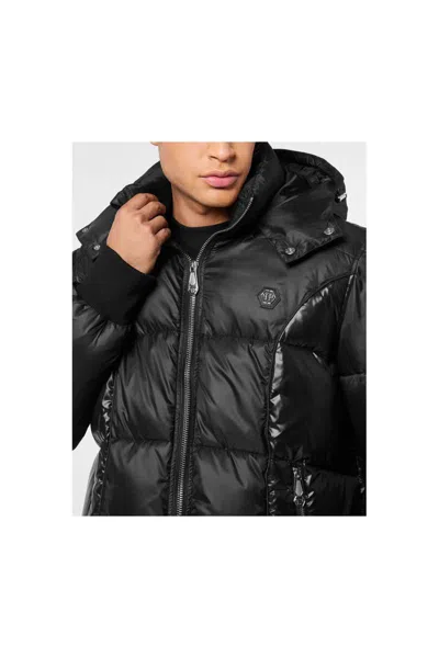 Philipp Plein Logo Patch Down Jacket In Black