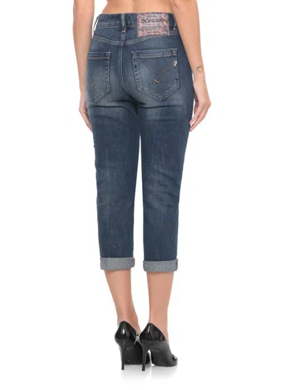 Dondup High-waisted Denim Trousers With Vintage Wash In Blue