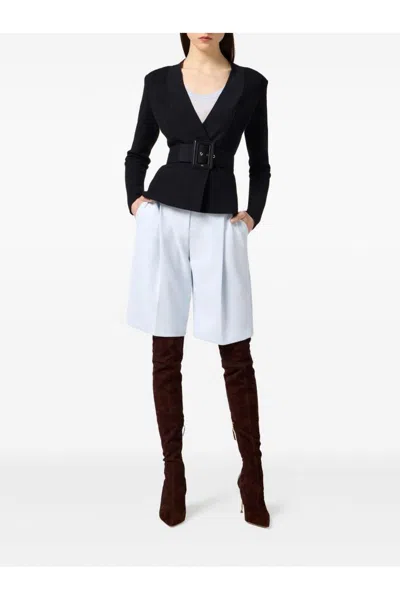 Elisabetta Franchi Black Belted Knitted Jacket In Black