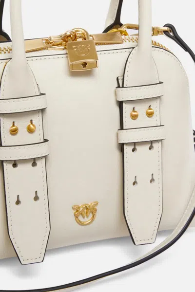 Pinko Leather Mini Escape Bag Bowling Bag In White