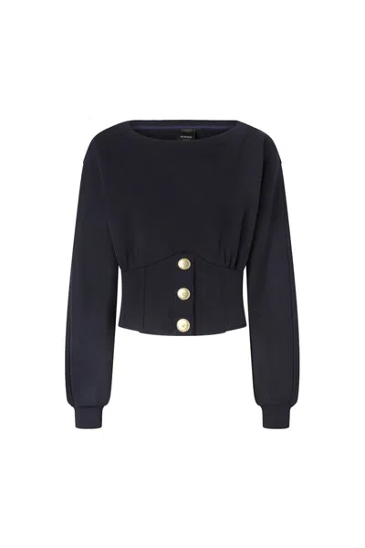 Pinko Sweat-shirt Bustier À Boutons In Blue