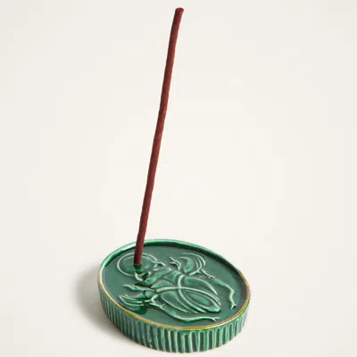 La Doublej Oval Incense Holder In Green