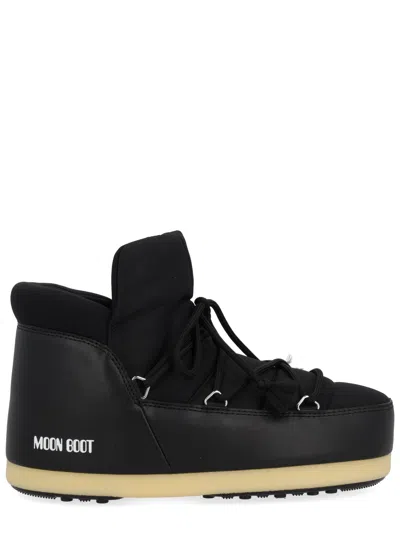 Moon Boot Logo Printed Round Toe Boots In Black