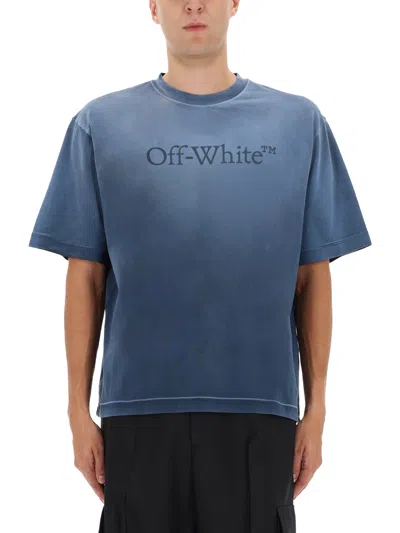 Off-white Vintage Round Neck Short Sleeve T-shirt In Blue