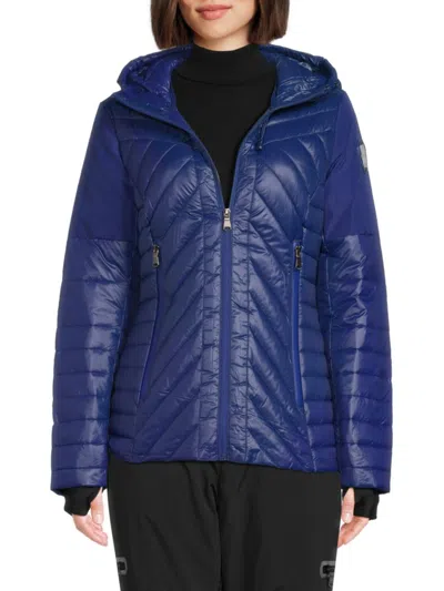 Pajar Esmay Lightweight Mixed Media Quilted Jacket In Blue