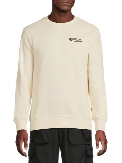 G-star Men's Logo Cotton-blend Sweatshirt In White