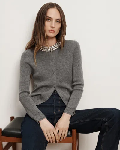 Veronica Beard Womens Dark Heather Grey Daro Crystal-embellished Wool Cardigan In Gray