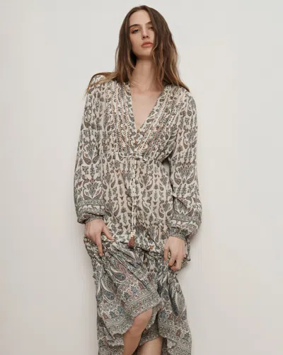 Veronica Beard Vani Tiered Paisley-print Midi Dress In Gray