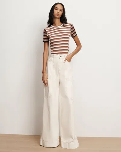 Veronica Beard Freddy High Waist Wide Leg Jeans In White