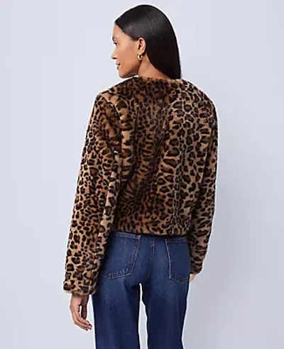 Ann Taylor Weekend Collection Faux Fur Animal Print Jacket In Animal Print