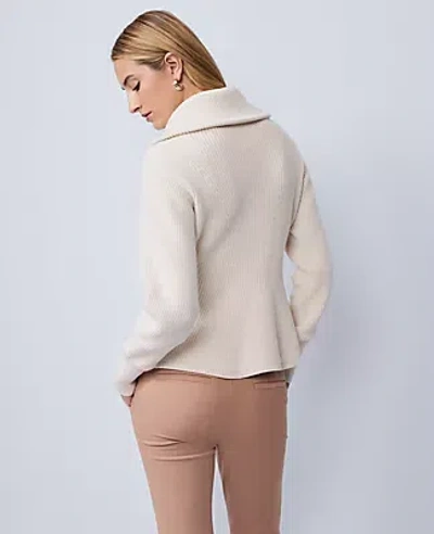 Ann Taylor Weekend Collection Cable Sweater Jacket In White