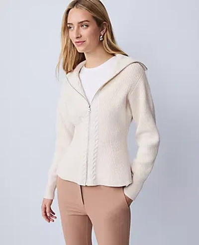 Ann Taylor Weekend Collection Cable Sweater Jacket In White