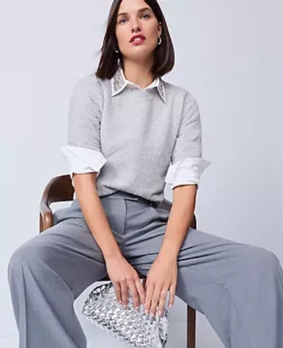 Ann Taylor Metallic Sweater Tee In Silver