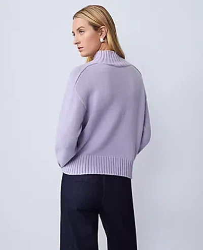 Ann Taylor Ribbed Mock Neck Sweater In Purple