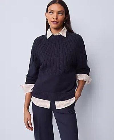 Ann Taylor Weekend Collection Mixed Stitch Sweater In Blue