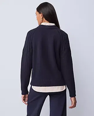 Ann Taylor Weekend Collection Mixed Stitch Sweater In Blue