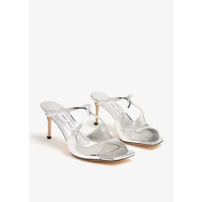 Jimmy Choo Anise 75 Leather Mules In Silver