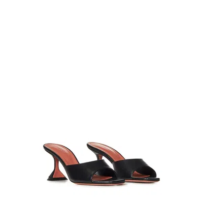 Amina Muaddi Black Nappa Leather Lupita 70 Slippers In Multi