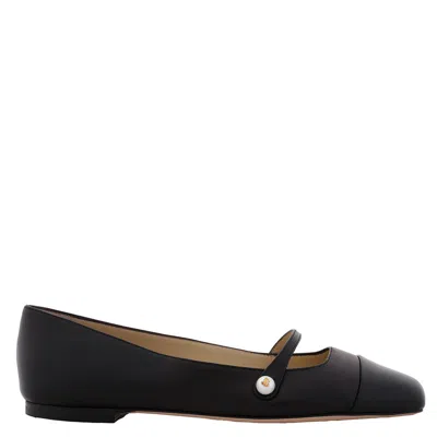 Jimmy Choo Elisa Black Nappa And Patent Leather Flats