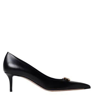 Valentino Vlogo Pointed-toe Calfskin Pumps In Black