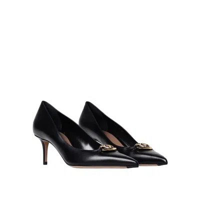 Valentino Vlogo Pointed-toe Calfskin Pumps In Black