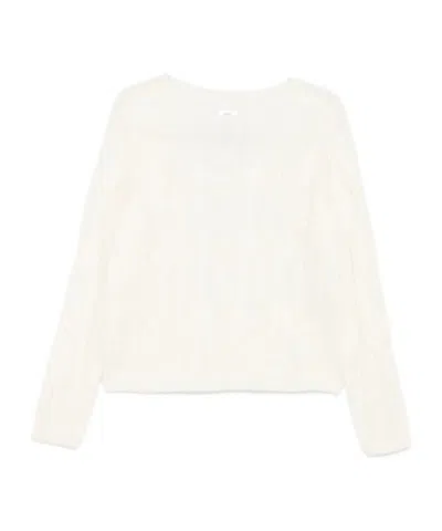 Liu •jo Cable-knit Cropped Sweater In White