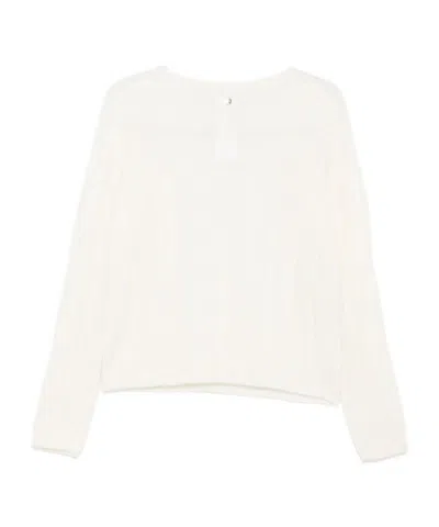 Liu •jo Cable-knit Cropped Sweater In White