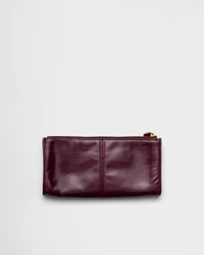 Prada Rectangular Leather Pouch For Cards And Essentials In Burgundy