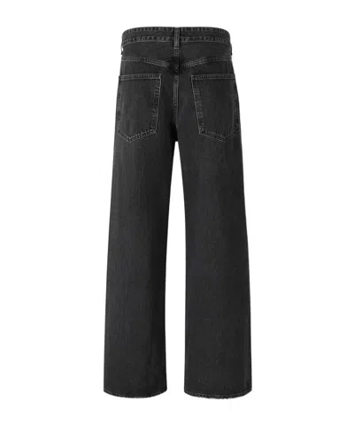 Agolde Vana Black Low-crotch Jeans With Book Closure In Denim Woman In Black