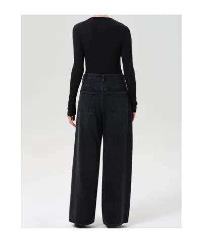 Agolde Vana Black Low-crotch Jeans With Book Closure In Denim Woman In Black