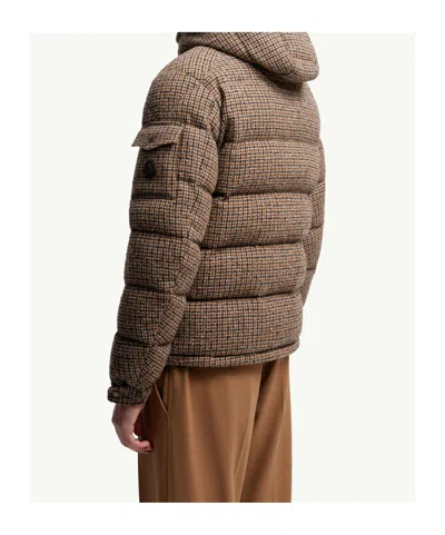 Moncler Montgenevre Checked Bouclé Down Jacket In Brown