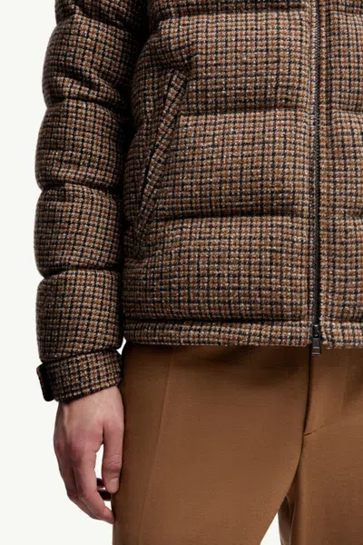 Moncler Montgenevre Checked Bouclé Down Jacket In Brown