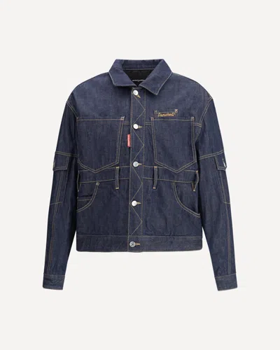 Dsquared2 Men Cargo Denim Jacket In Blue
