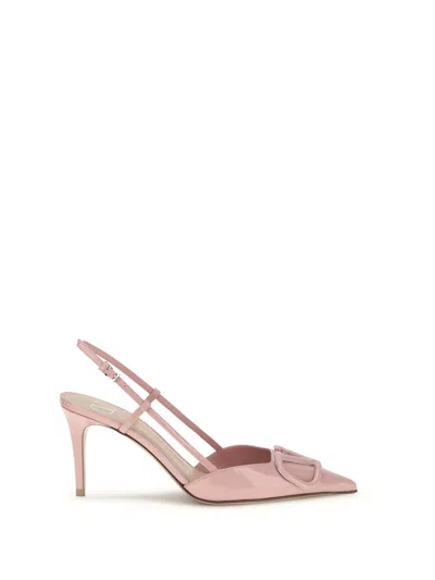 Valentino Vlogo Signature Pointed Toe Slingback Pumps In Pink