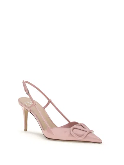 Valentino Vlogo Signature Pointed Toe Slingback Pumps In Pink