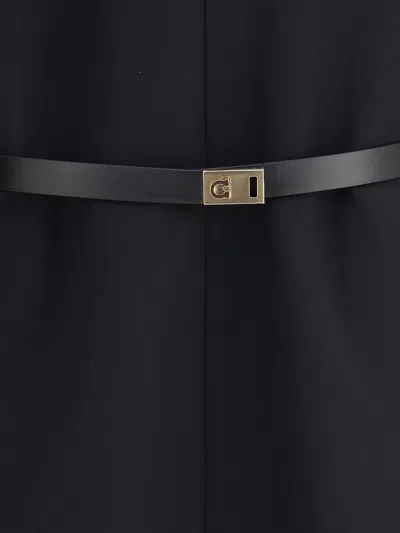 Ferragamo Women Belted Midi Dress In Black